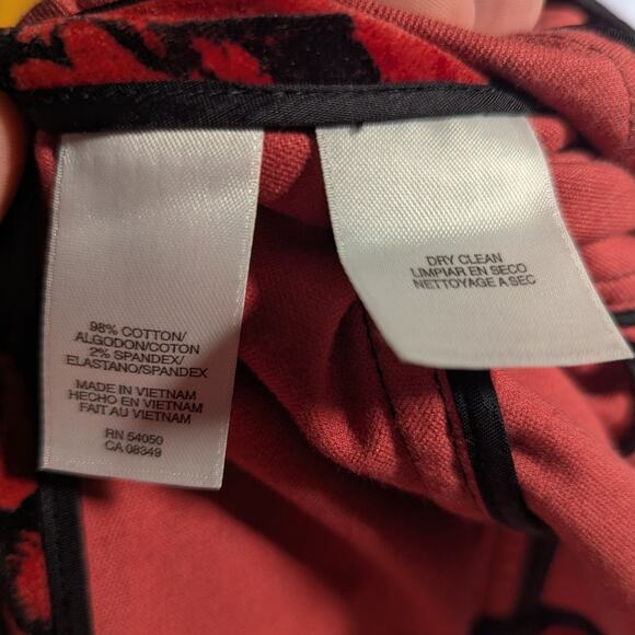 Vtg Y2K Jones New York Red Black Cotton Blend Velour Heavy Button Up Shirt Sz 6 - Picture 4 of 4